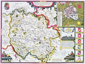 Herefordshire, engraved by Jodocus Hondius from John Speed